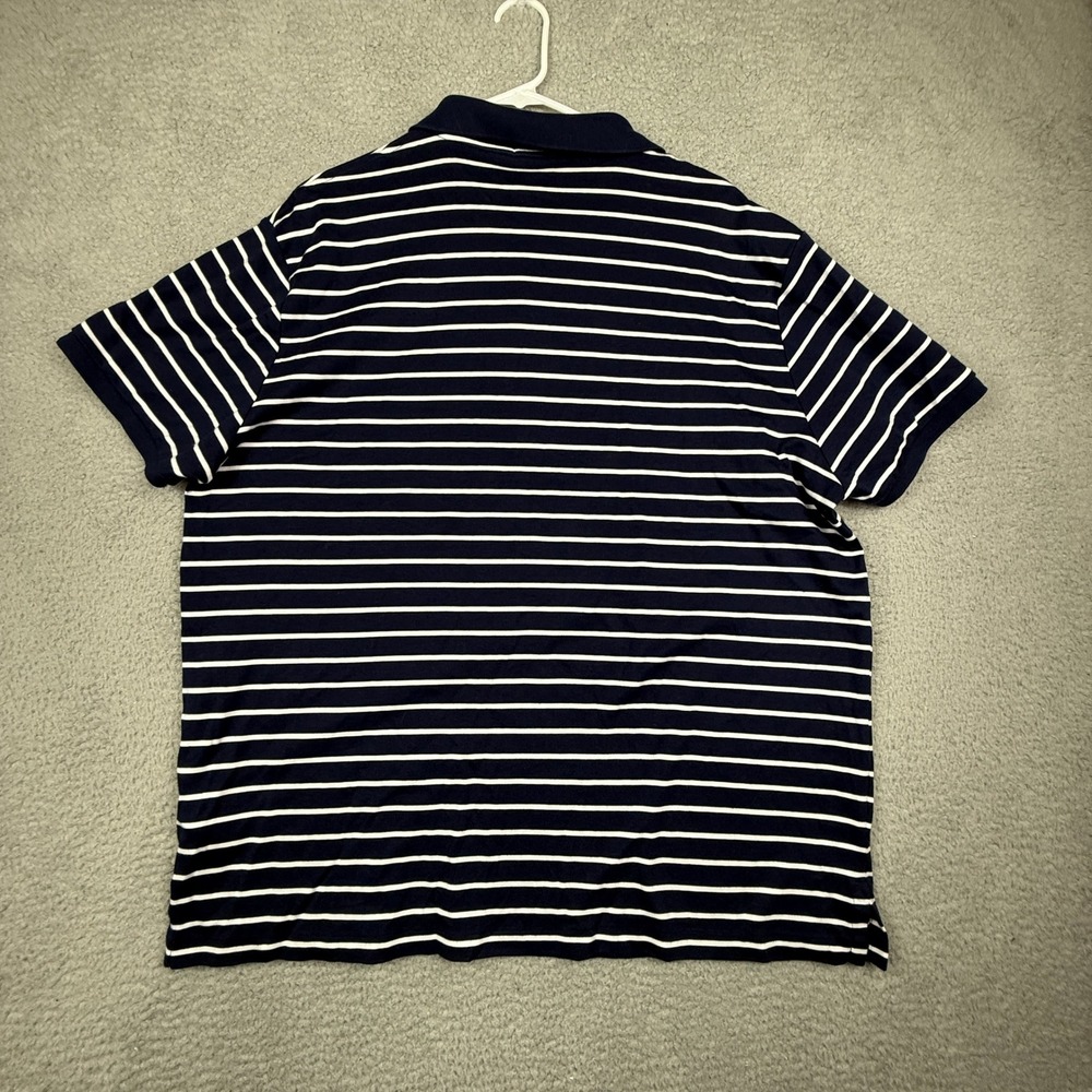 Polo Ralph Lauren Custom Slim Fit Navy White Striped Polo Shirt Mens XXL - Picture 8 of 9